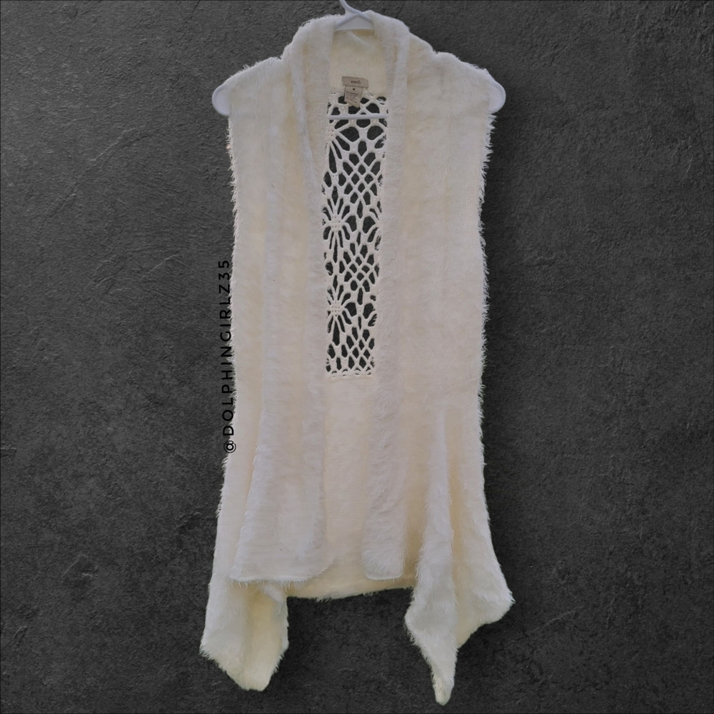 Soft Off White Fuzzy Cardigan Vest